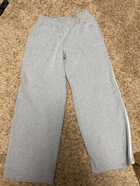 YoungLA Streak Gray Wide-Leg Track Pants with White Side Stripe